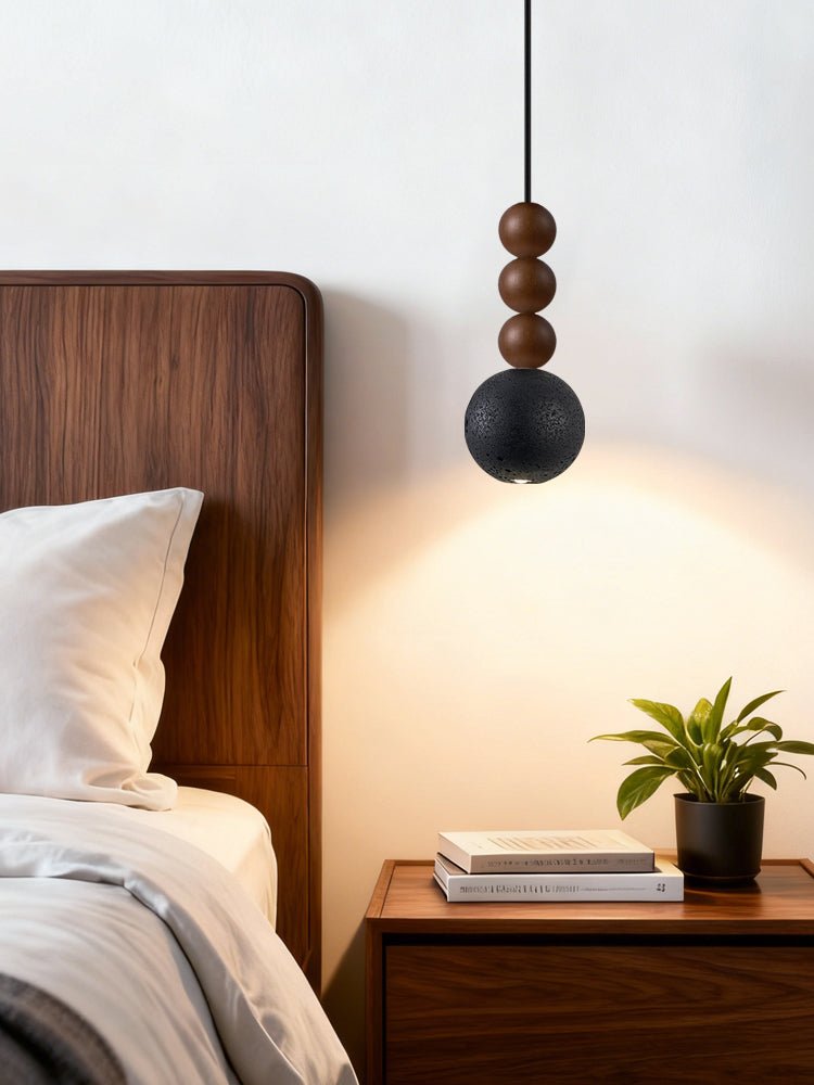Tizn lámpara colgante moderna de madera con acabado en travertino negro
