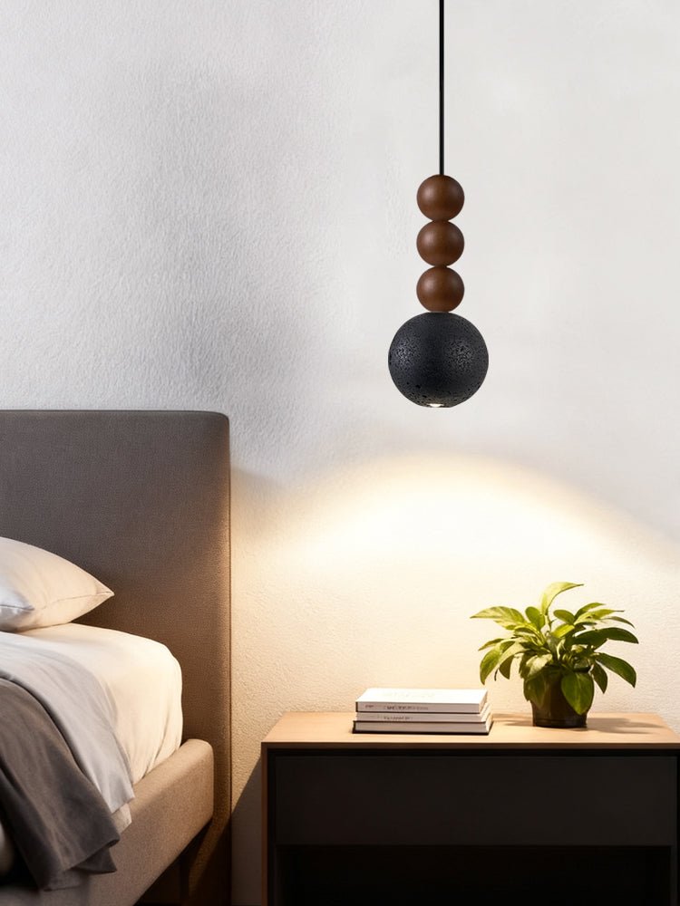 Tizn lámpara colgante moderna de madera con acabado en travertino negro