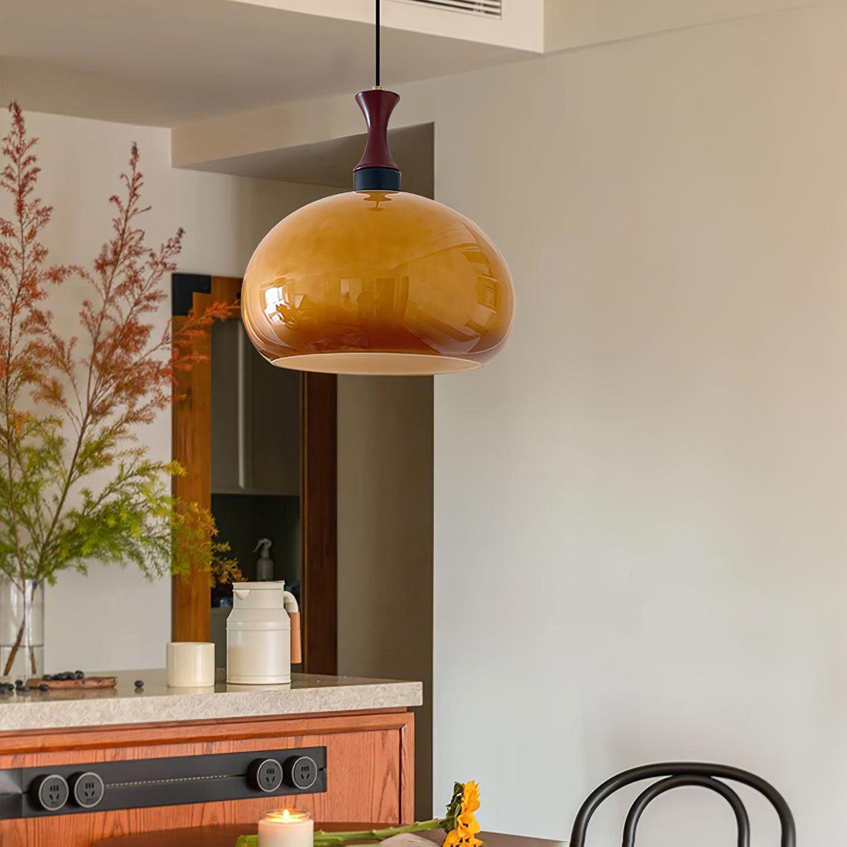 Gyls lámpara colgante moderna minimalista de madera y vidrio