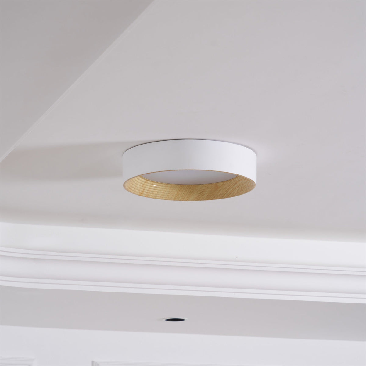 Elvirelle lámpara de techo anillo de madera minimalista regulable