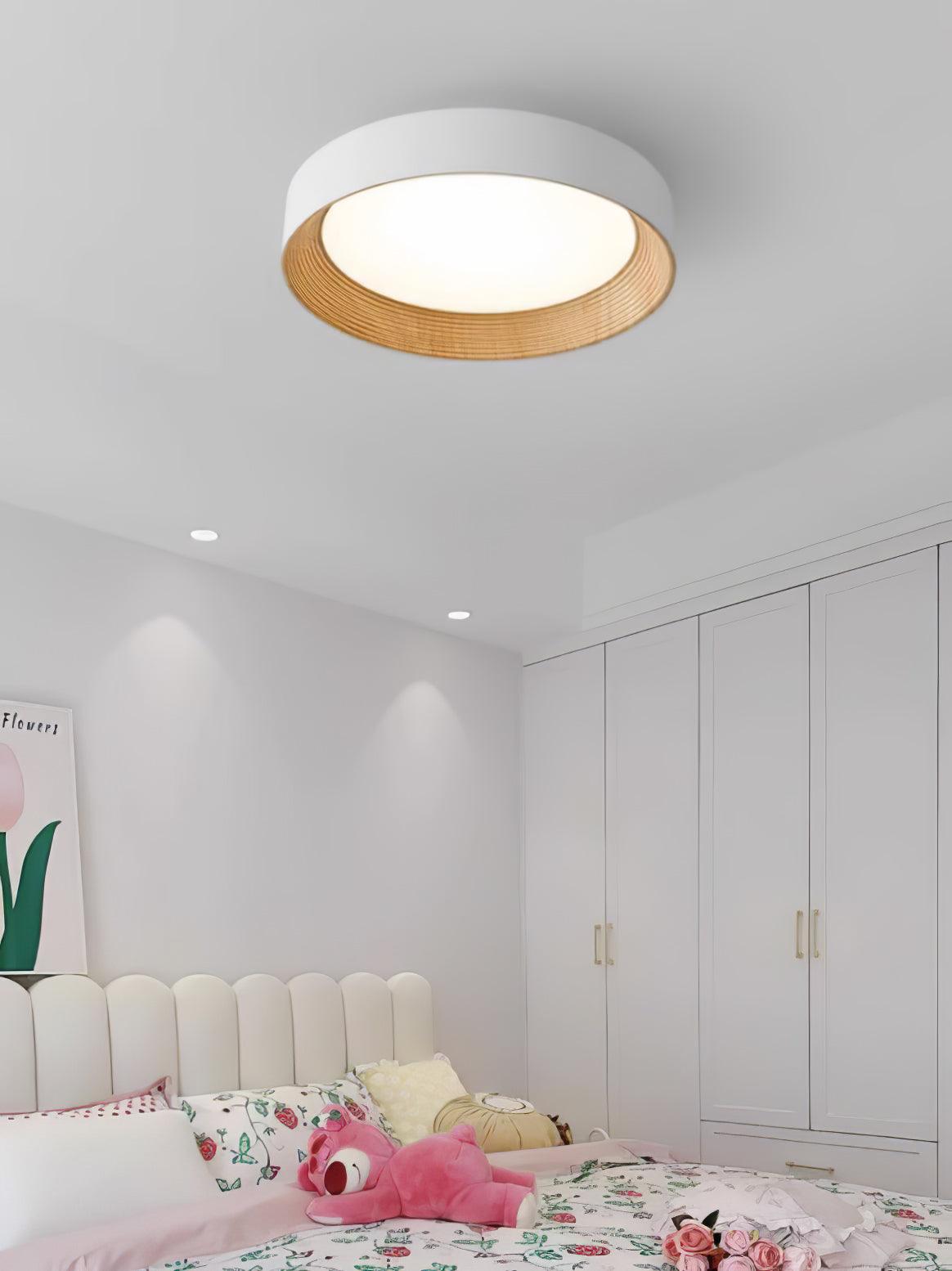Elvirelle lámpara de techo anillo de madera minimalista regulable