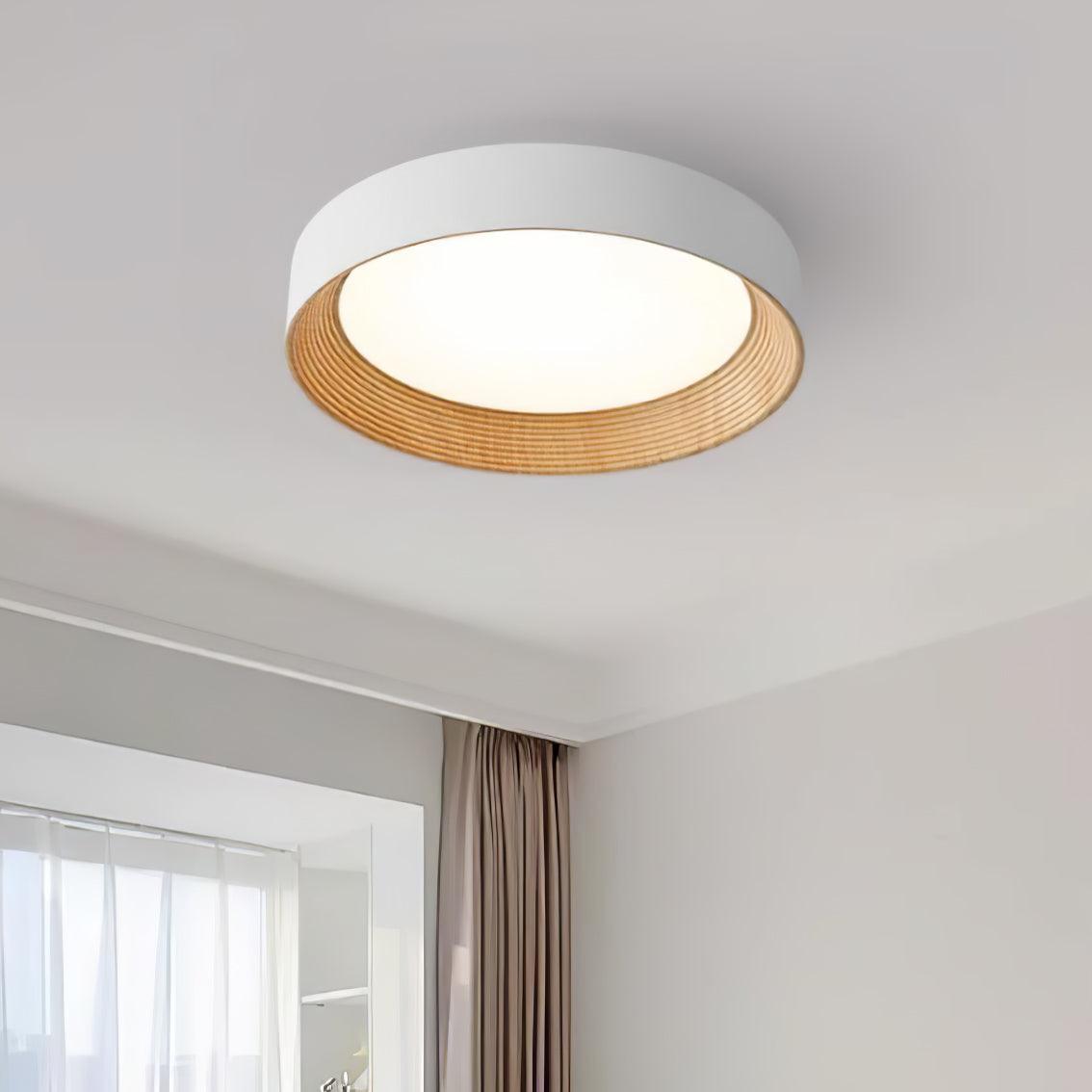 Elvirelle lámpara de techo anillo de madera minimalista regulable