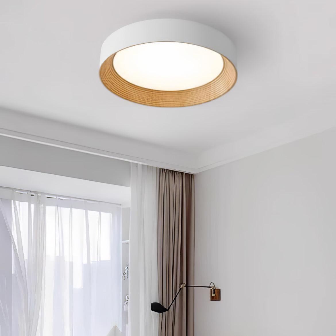 Elvirelle lámpara de techo anillo de madera minimalista regulable