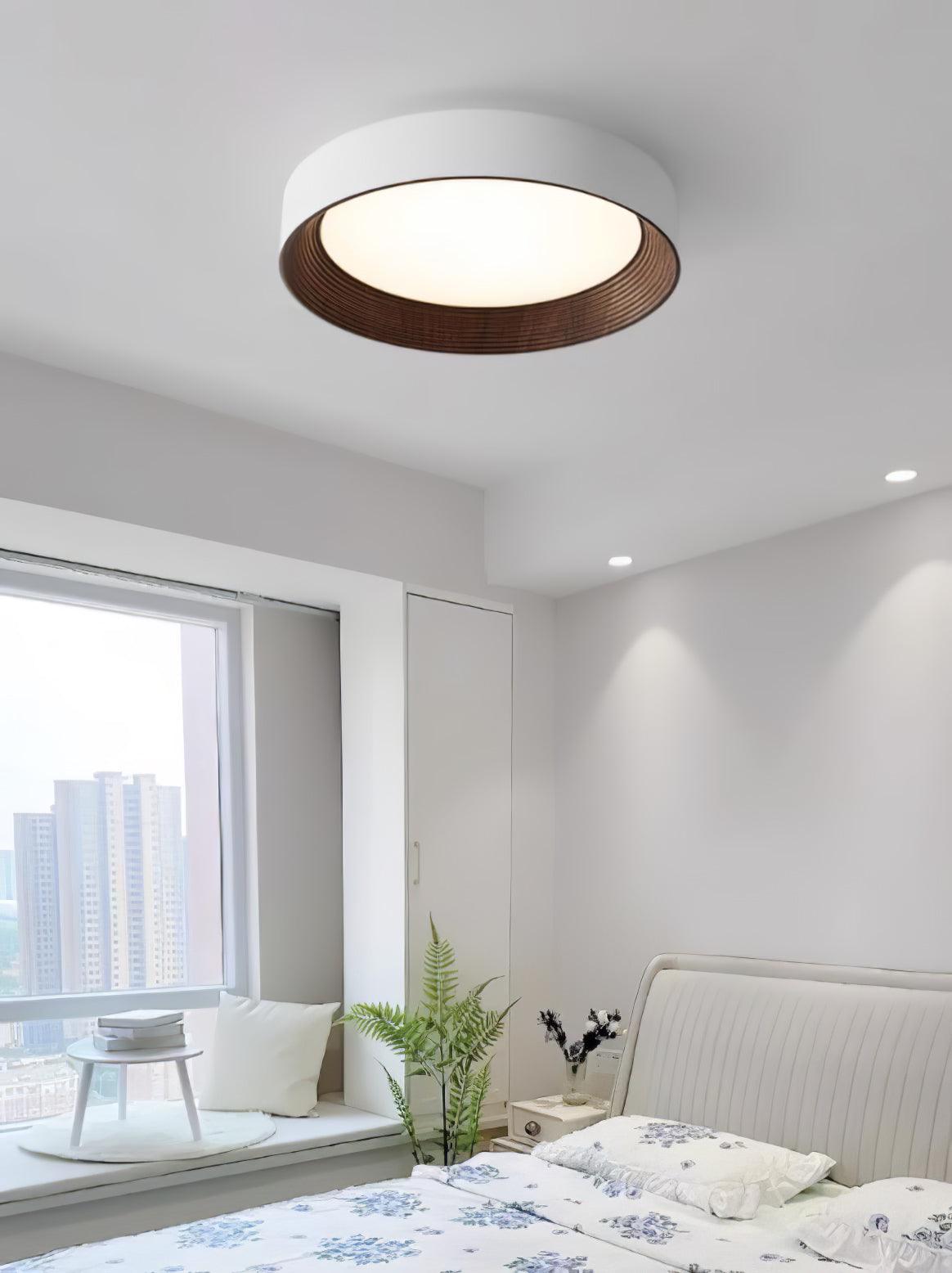 Elvirelle lámpara de techo anillo de madera minimalista regulable