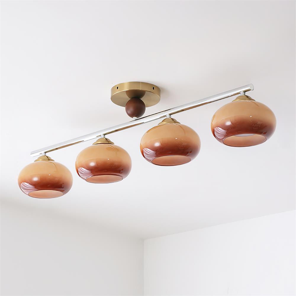Aubrelle 4-lámpara de techo con esfera de vidrio ámbar