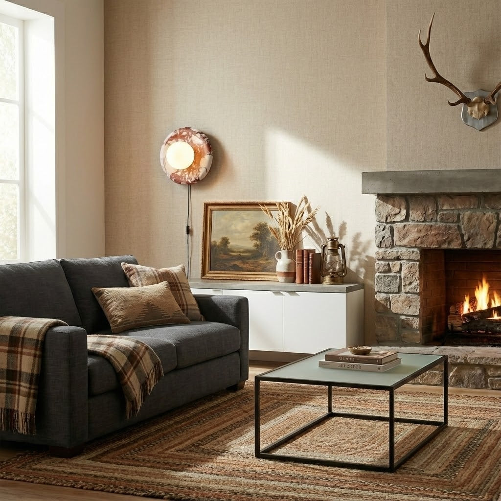 Vantheori aplique de pared en mármol rojo con enchufe enchufable