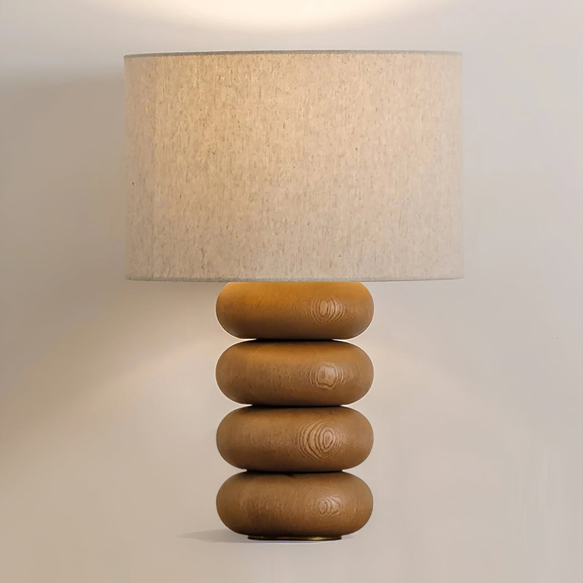 Lild lámpara de mesa de madera y tejido