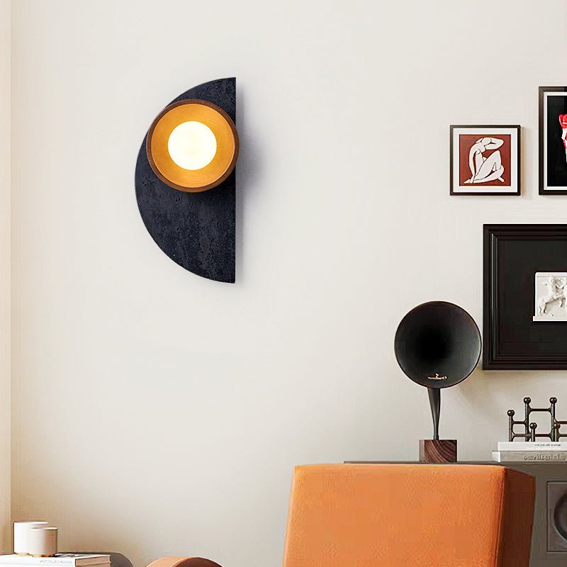 Luca aplique de pared artístico de madera y travertino