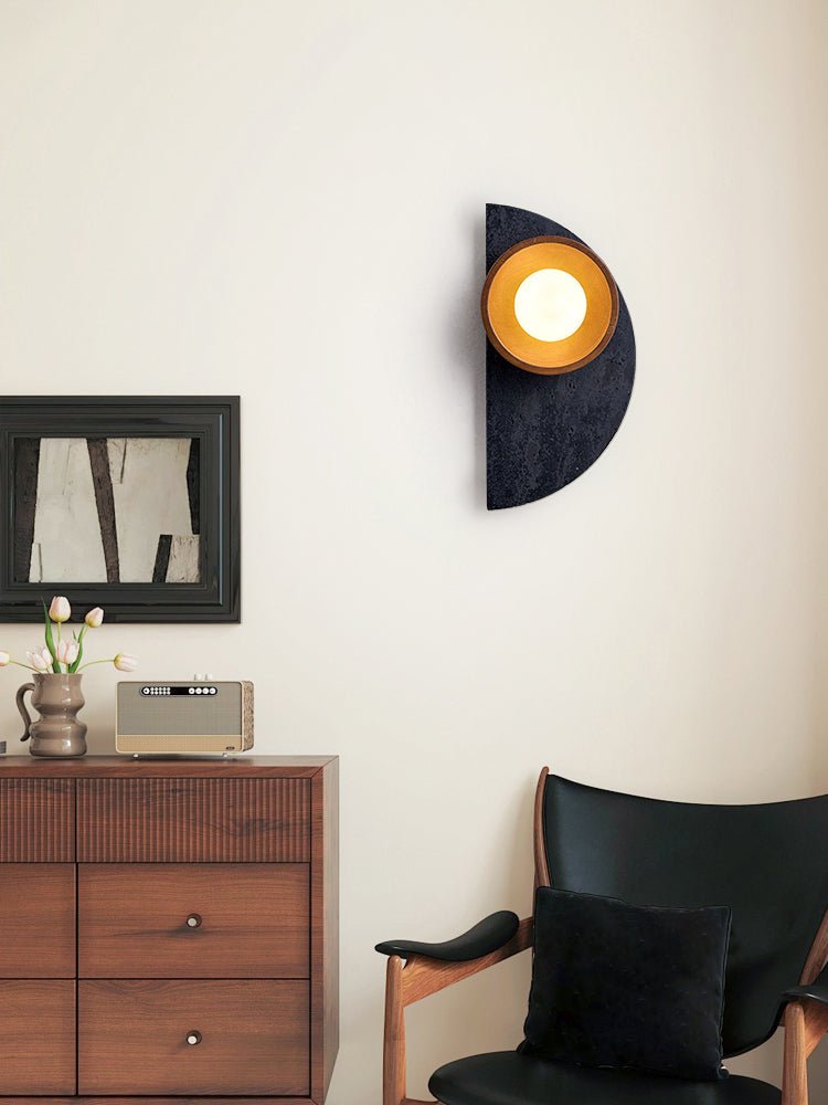 Luca aplique de pared artístico de madera y travertino