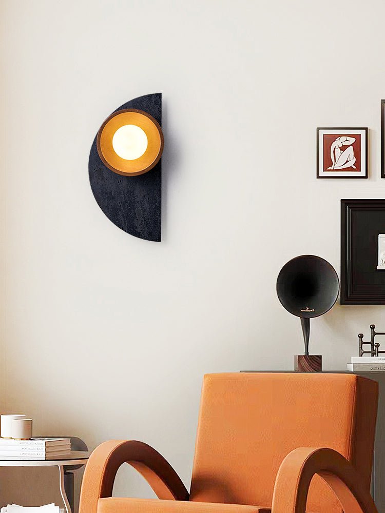 Luca aplique de pared artístico de madera y travertino