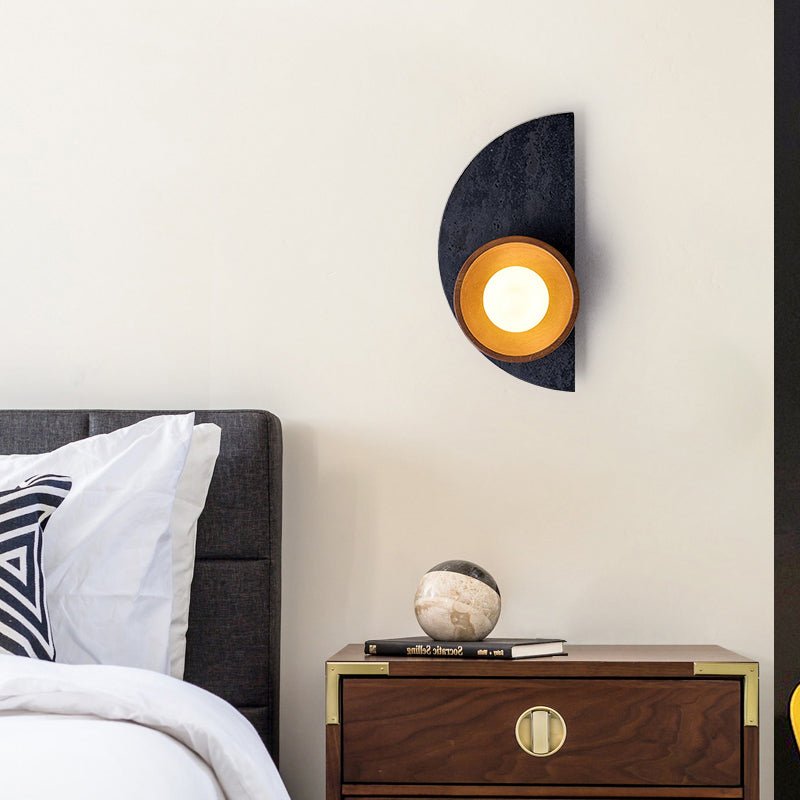 Luca aplique de pared artístico de madera y travertino