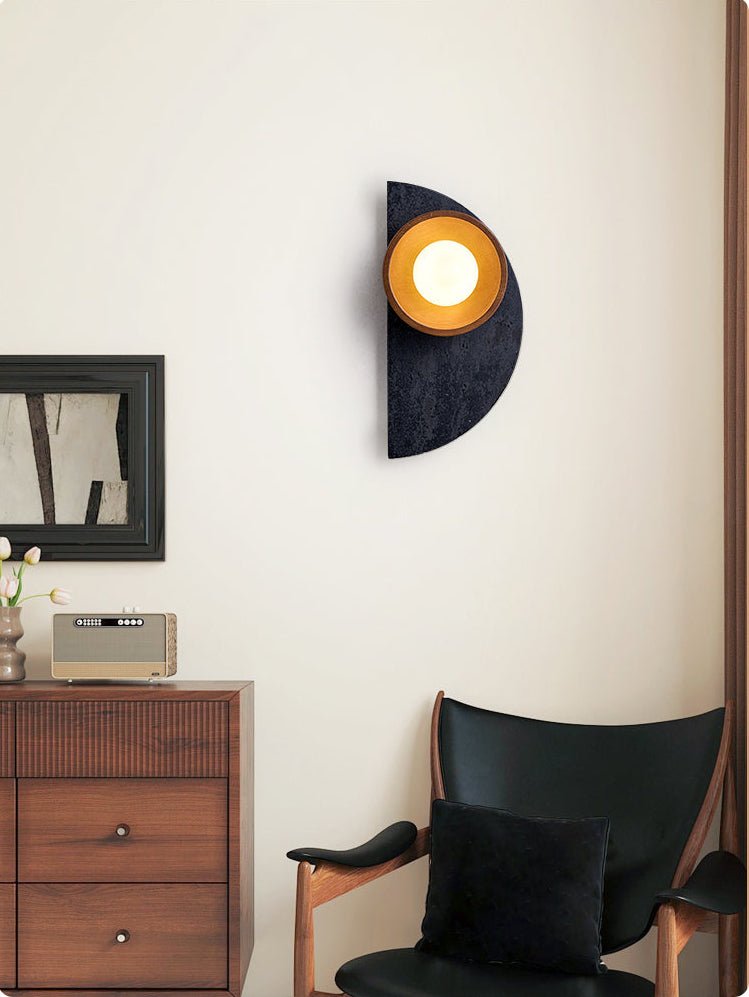 Luca aplique de pared artístico de madera y travertino