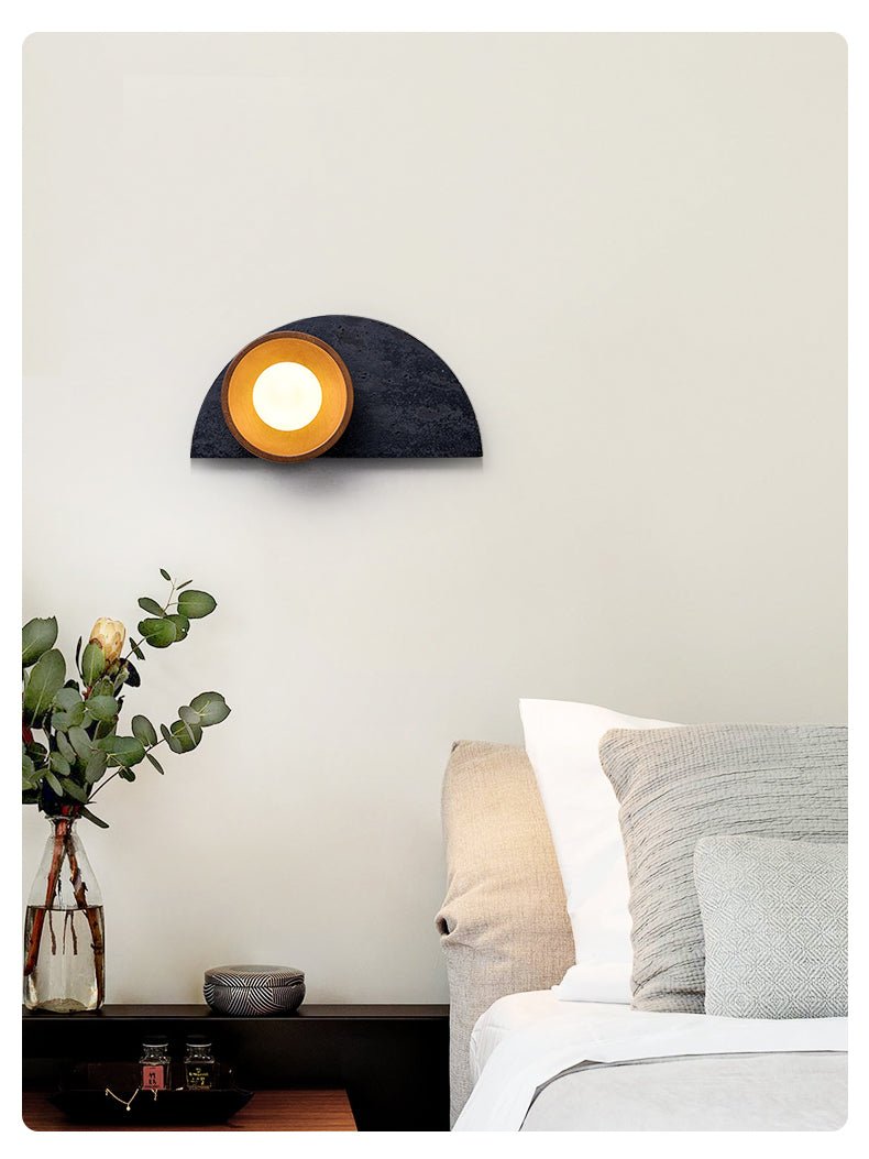 Luca aplique de pared artístico de madera y travertino