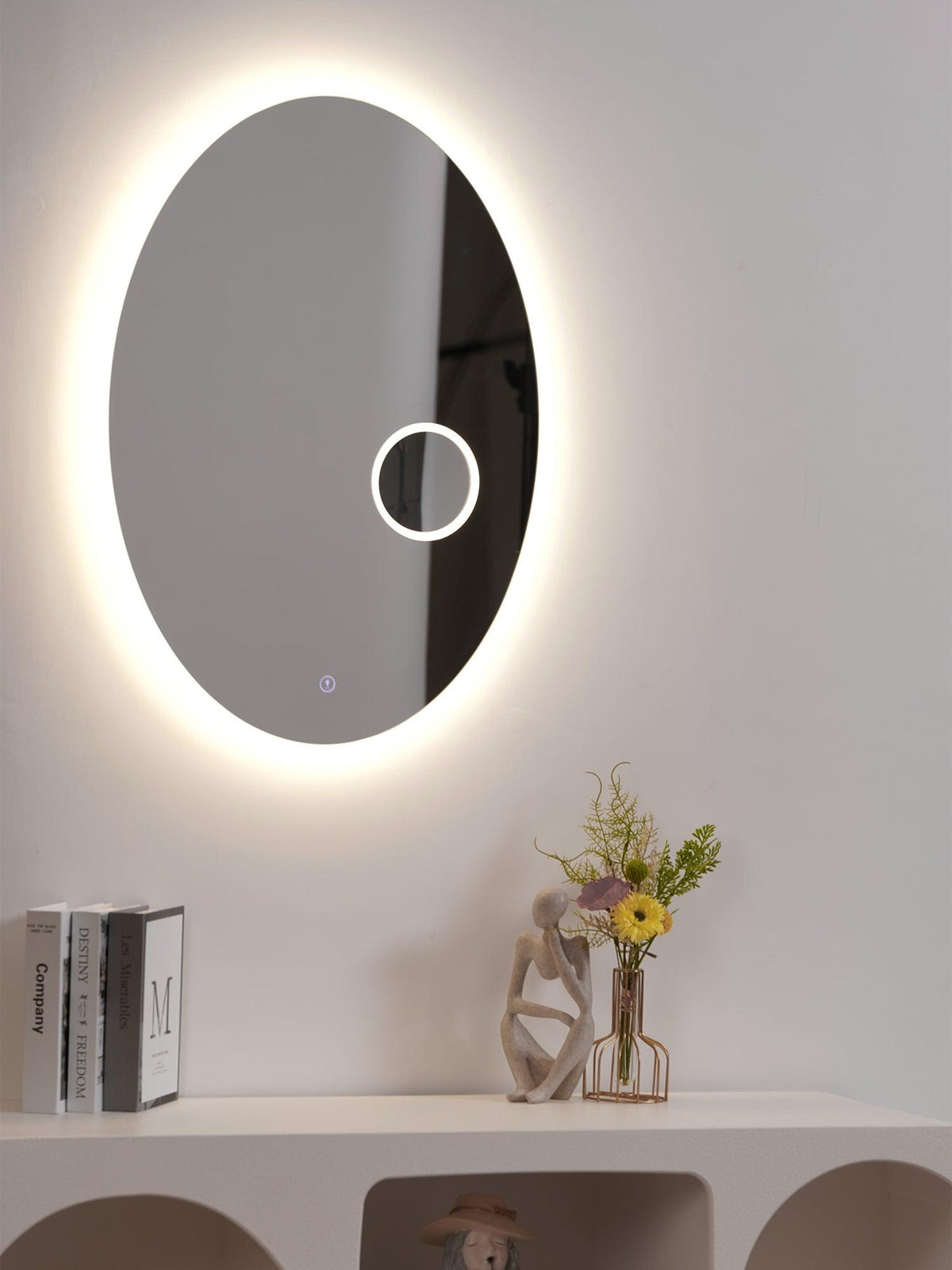 Ovariel aplique de pared oval con espejo de plástico