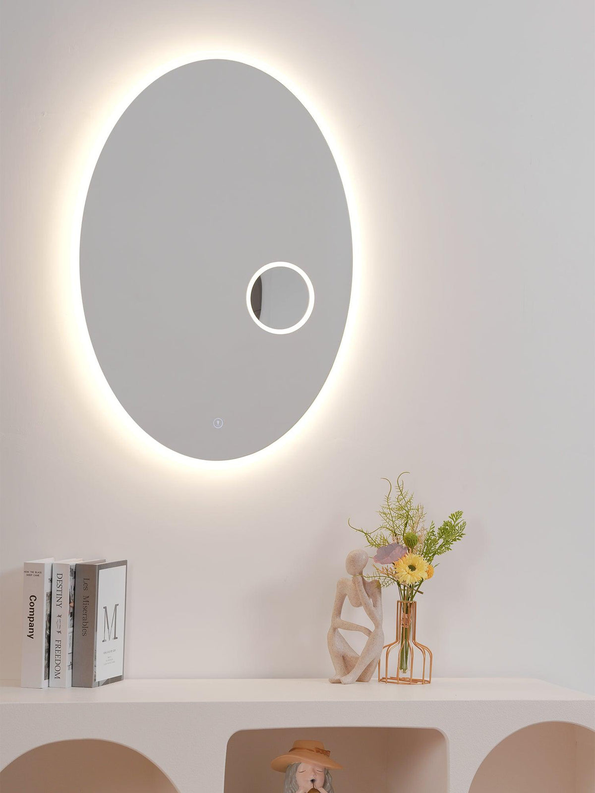 Ovariel aplique de pared oval con espejo de plástico