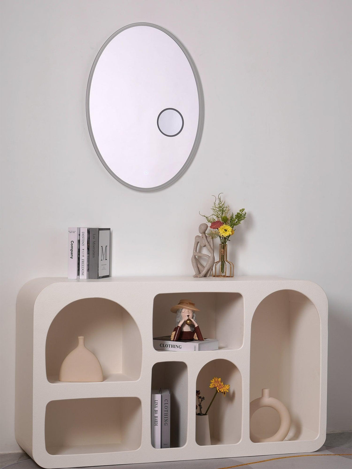 Ovariel aplique de pared oval con espejo de plástico