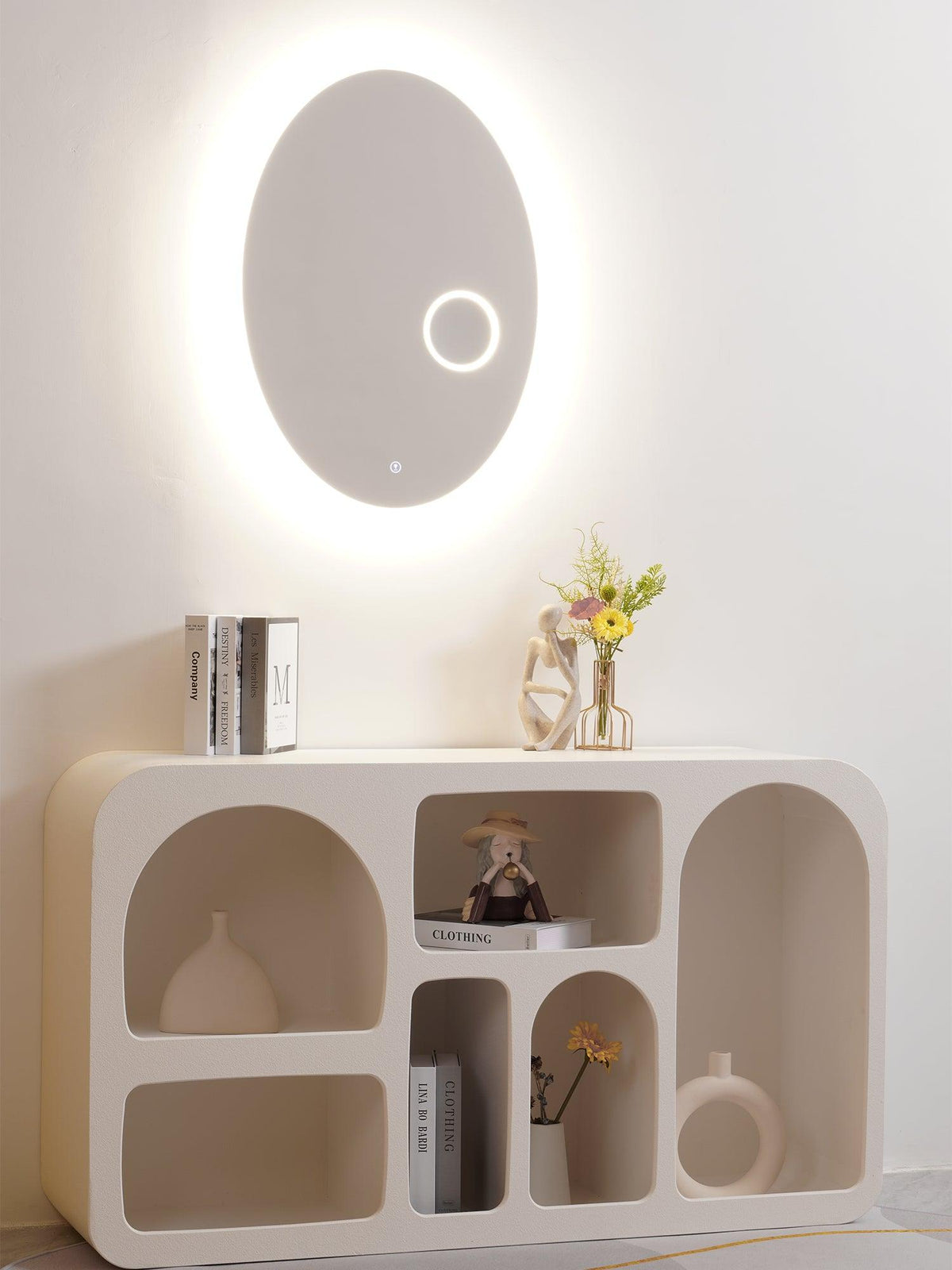 Ovariel aplique de pared oval con espejo de plástico