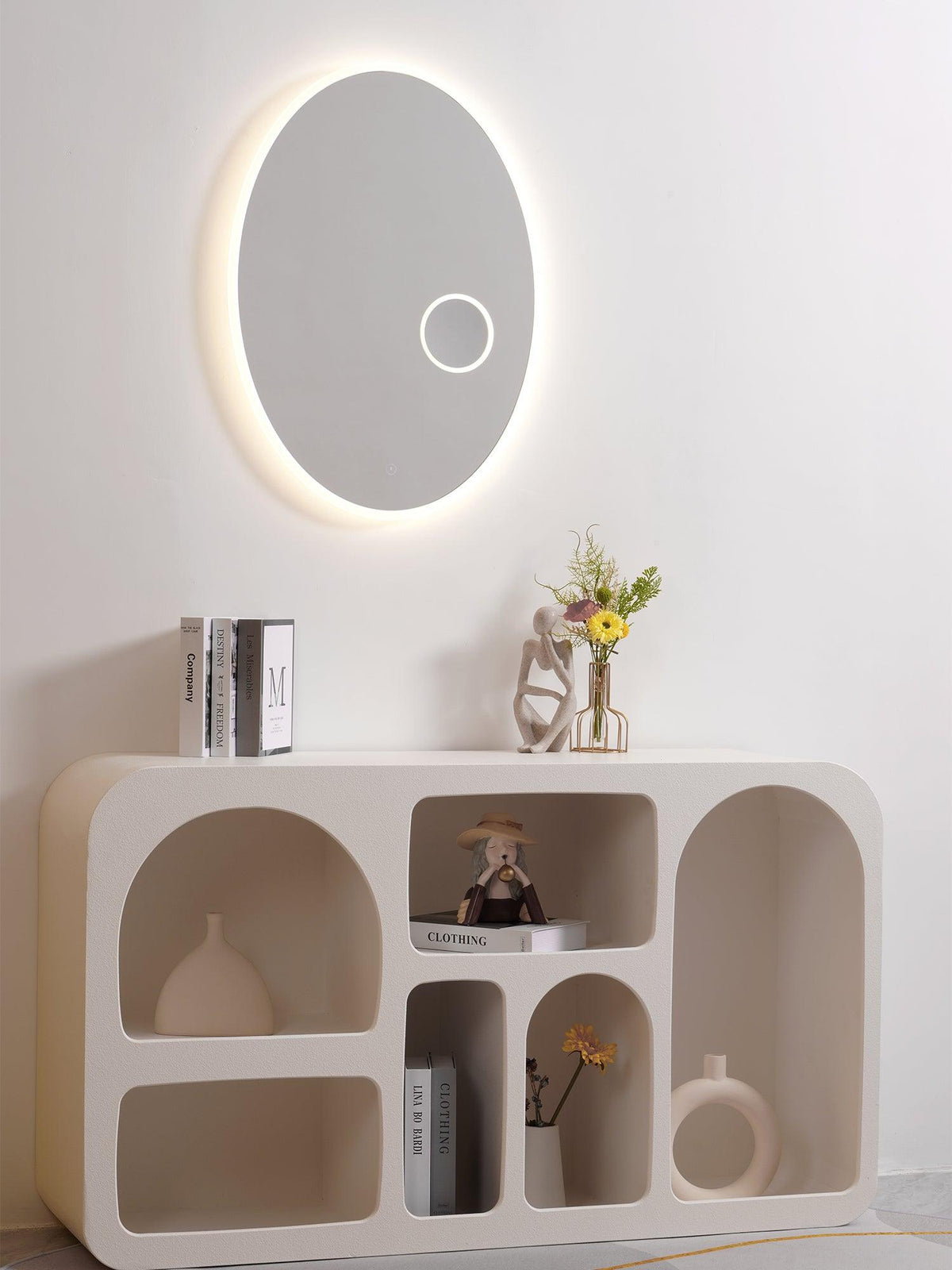 Ovariel aplique de pared oval con espejo de plástico