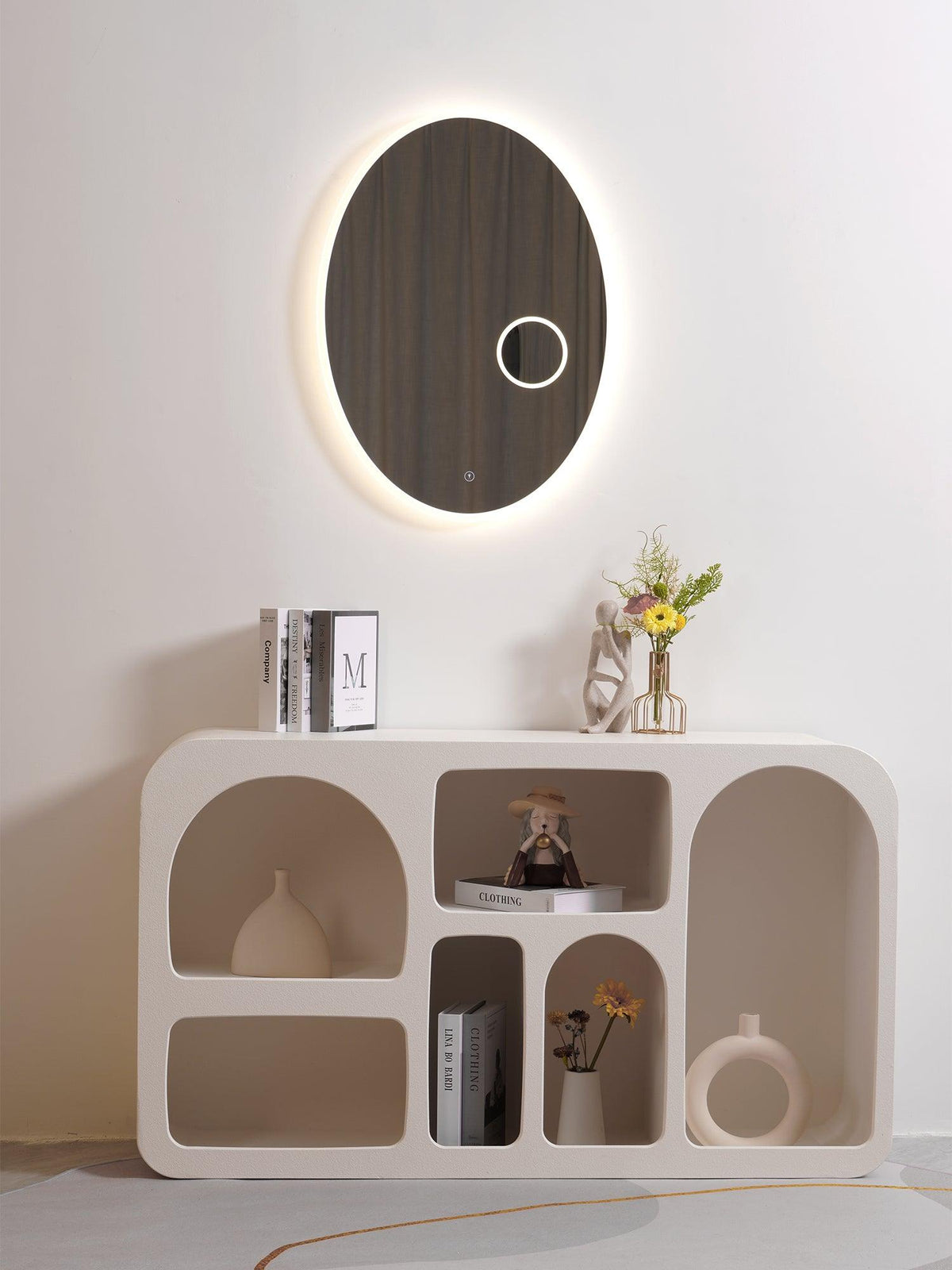 Ovariel aplique de pared oval con espejo de plástico