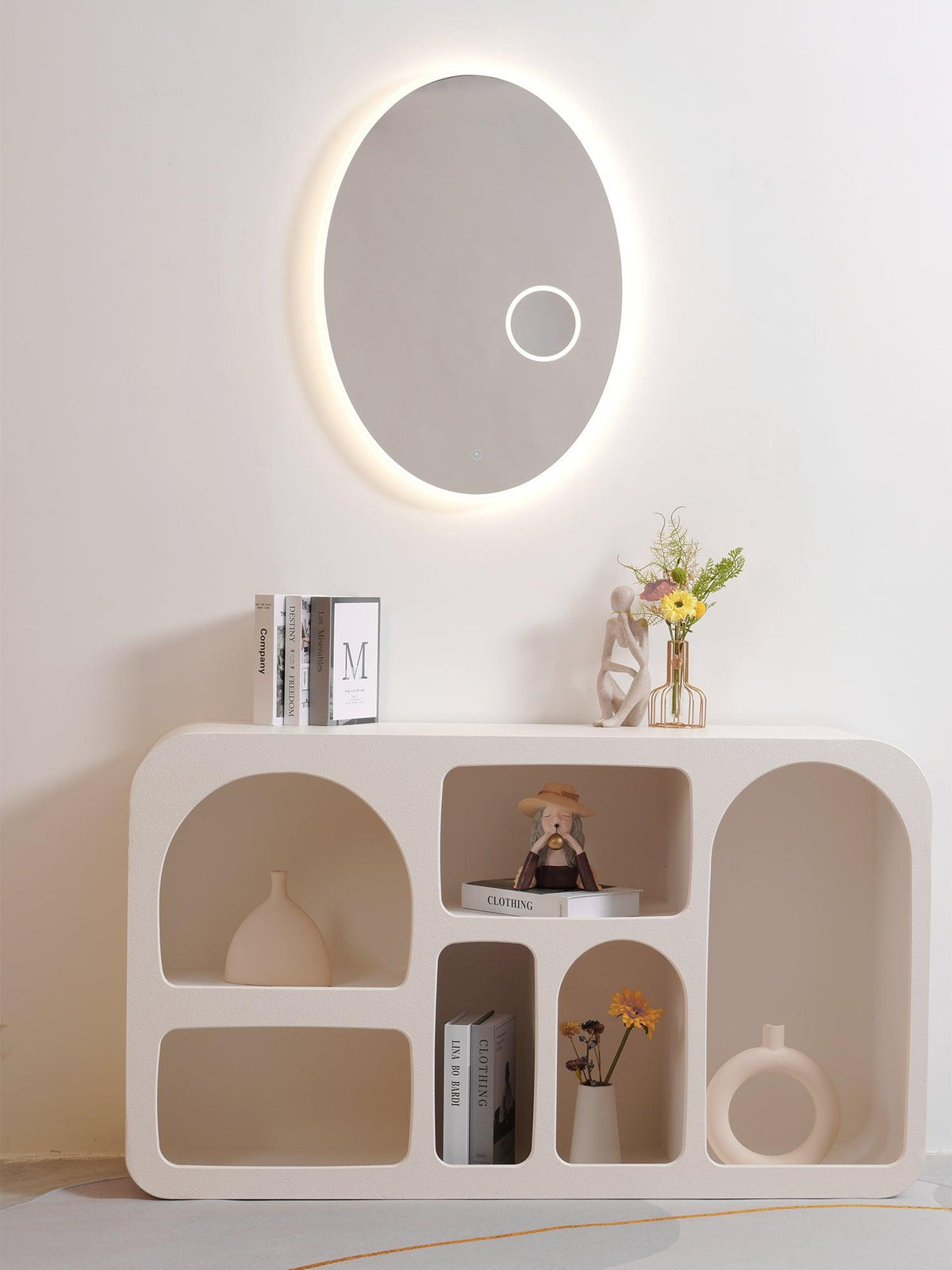 Ovariel aplique de pared oval con espejo de plástico