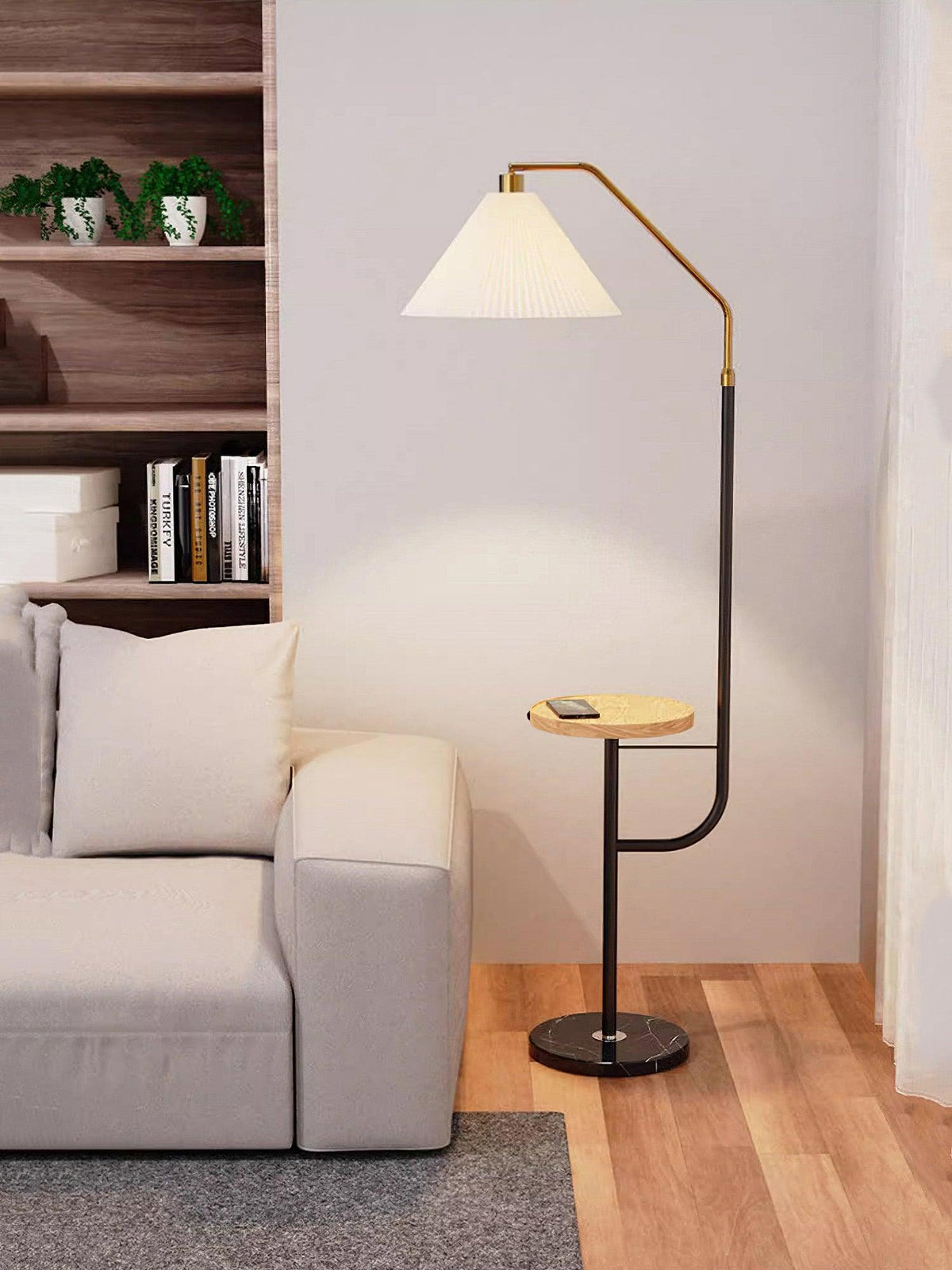 Nexc lámpara de pie de madera y mármol