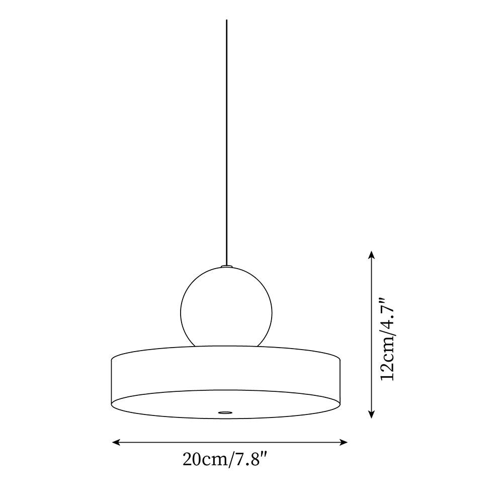 Lámpara colgante de metal roja con pantalla esférica moderna de acento esfera
