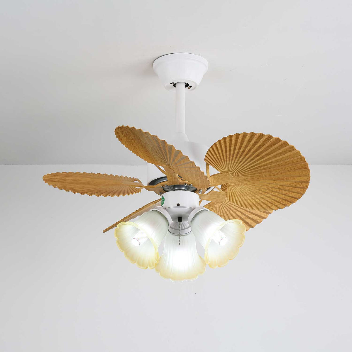 Elvoelle ventilador de techo con luz Vintage de madera y vidrio