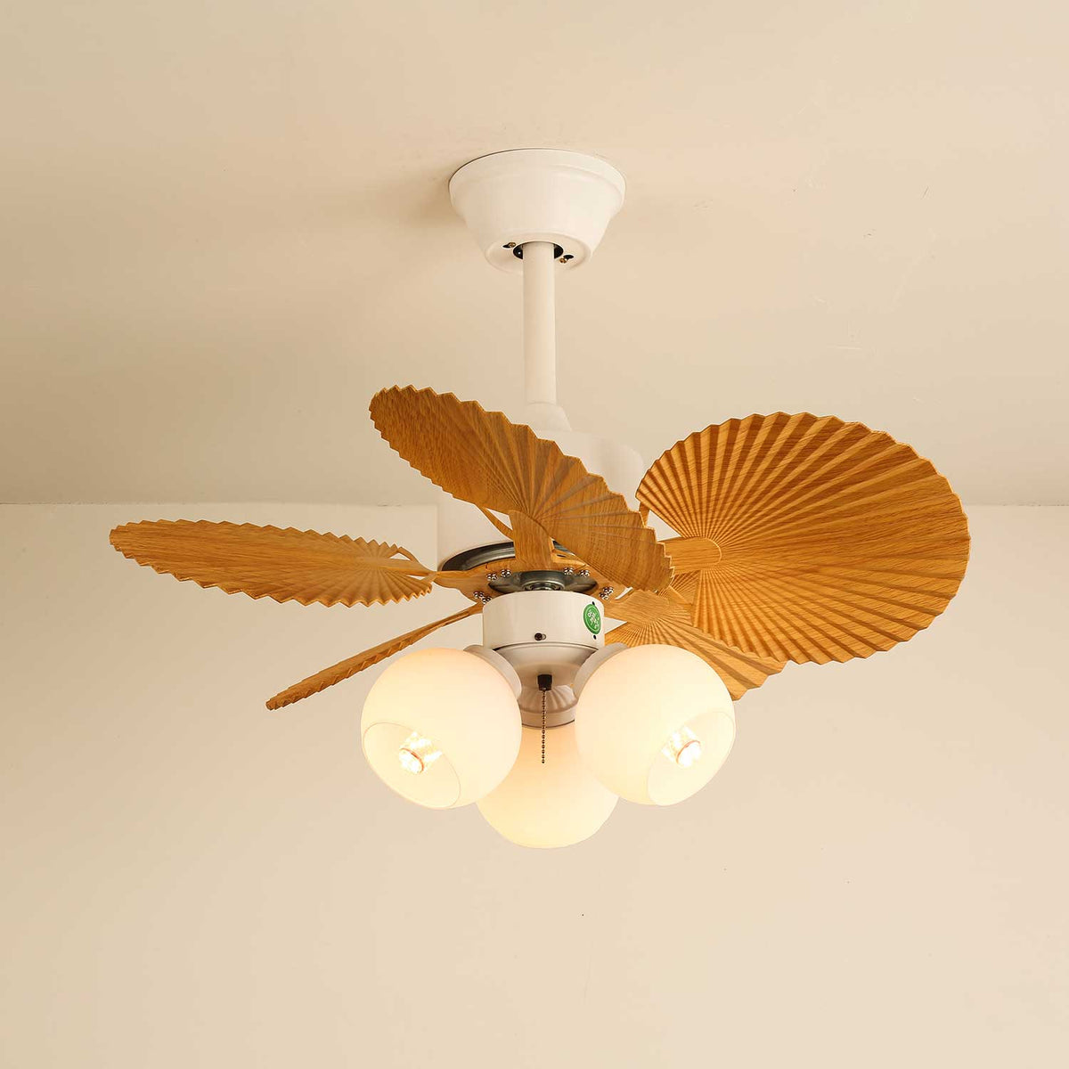 Elvoelle ventilador de techo con luz Vintage de madera y vidrio