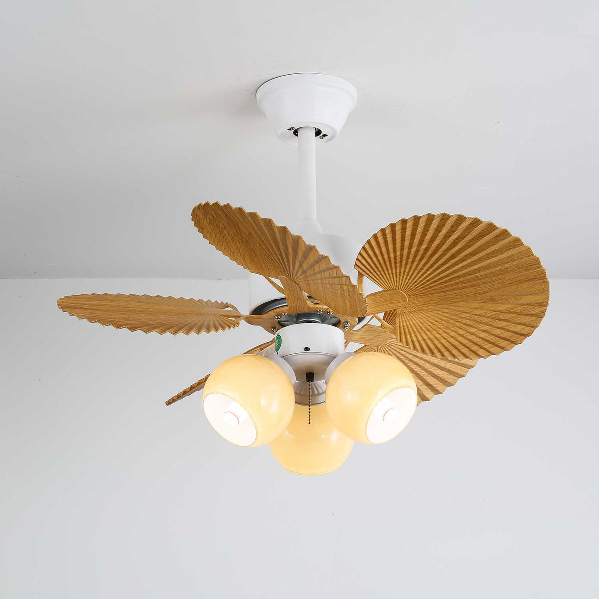 Elvoelle ventilador de techo con luz Vintage de madera y vidrio