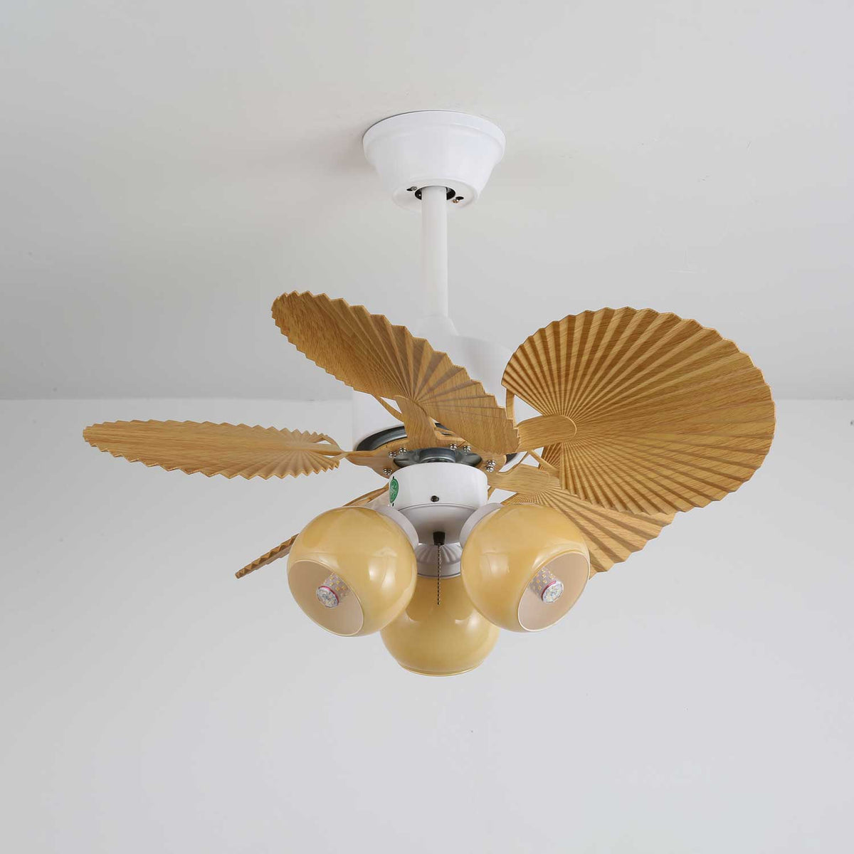 Elvoelle ventilador de techo con luz Vintage de madera y vidrio