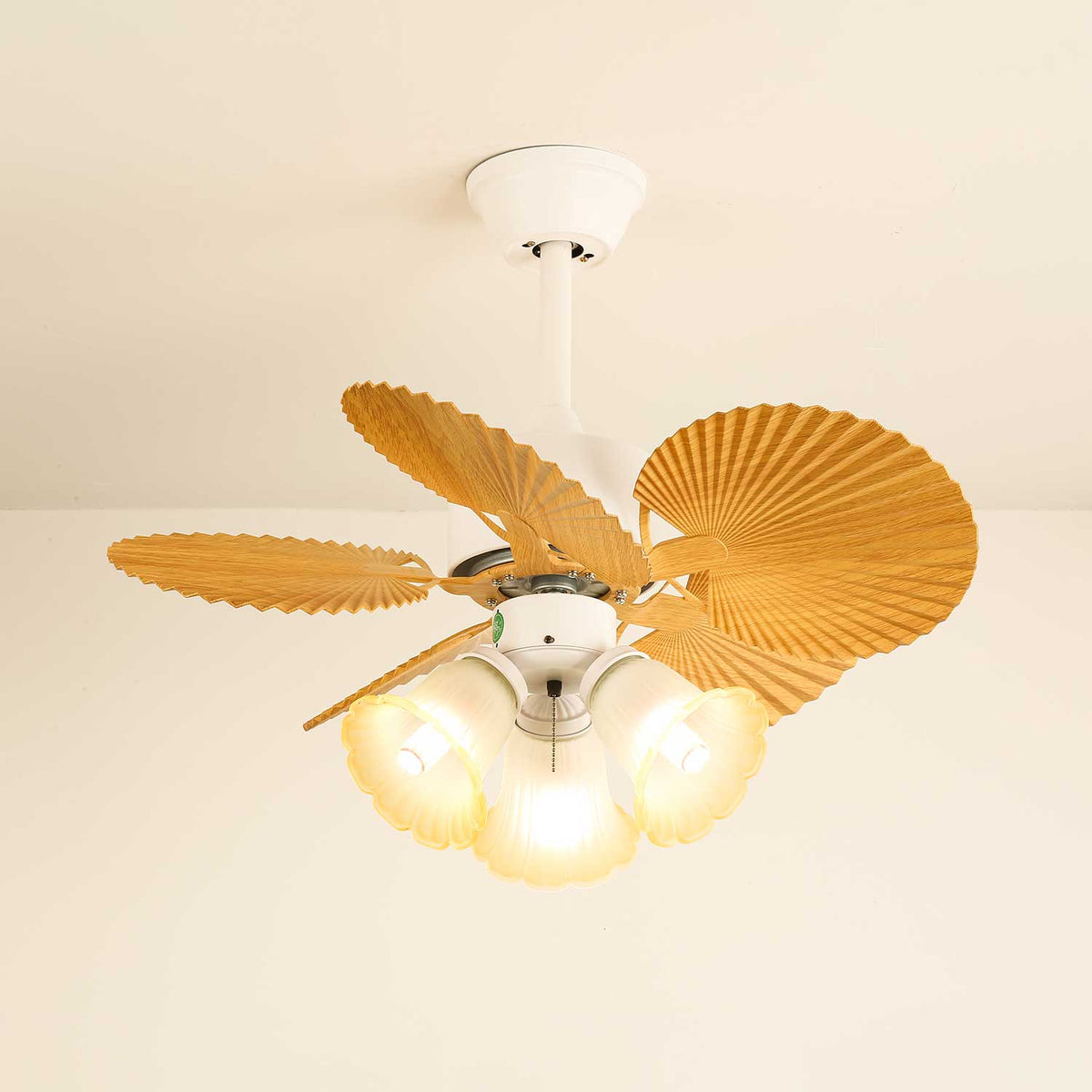 Elvoelle ventilador de techo con luz Vintage de madera y vidrio