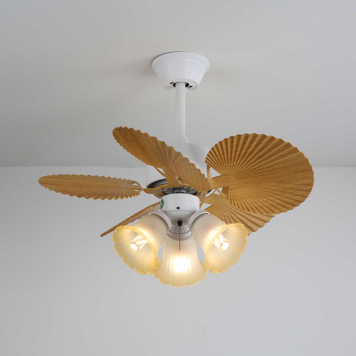 Elvoelle ventilador de techo con luz Vintage de madera y vidrio