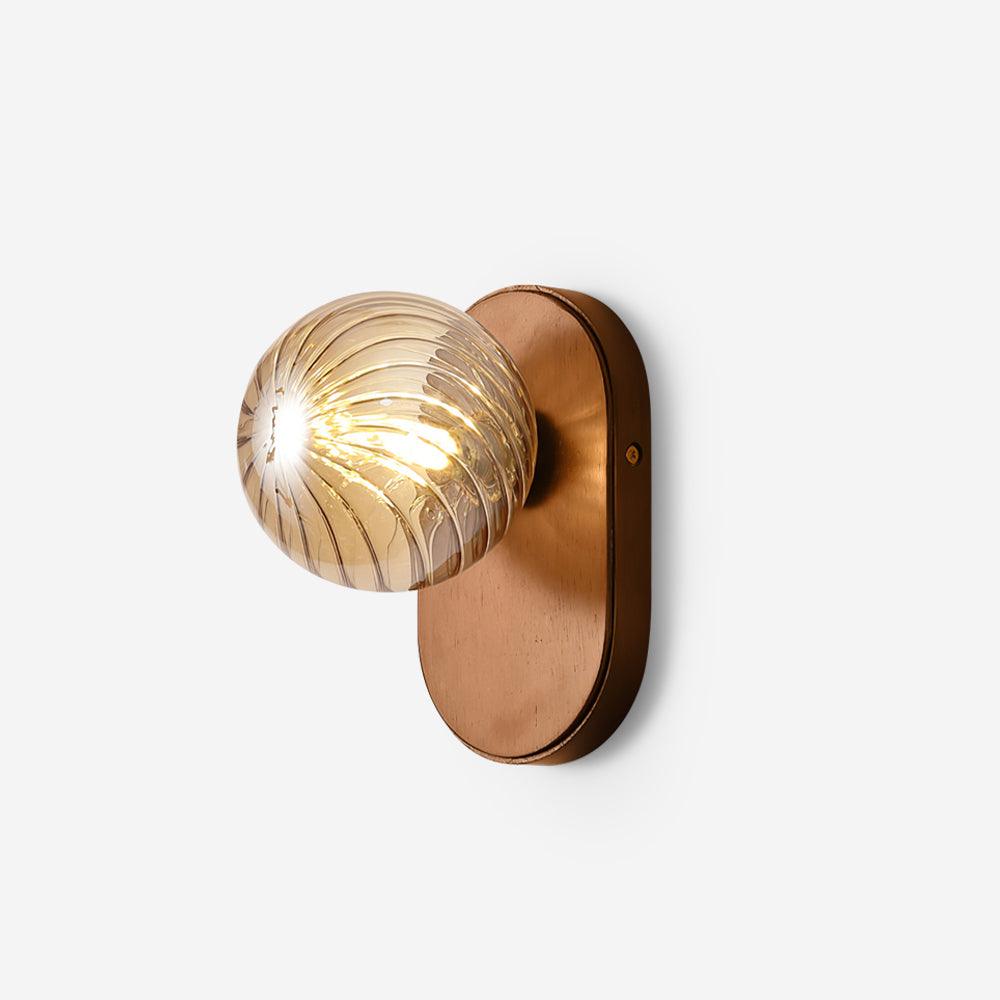 Aplique de pared cuerpo de madera vidrio esmerilado ámbar esfera color nogal moderno acento