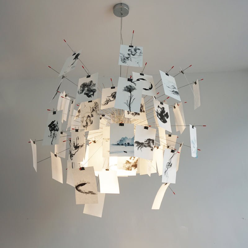 Lunerira lámpara de araña papel Personalizable Creativo