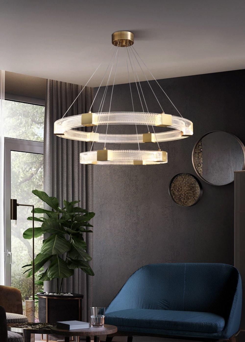 Eurdora lámpara de araña moderna minimalista anillo LED