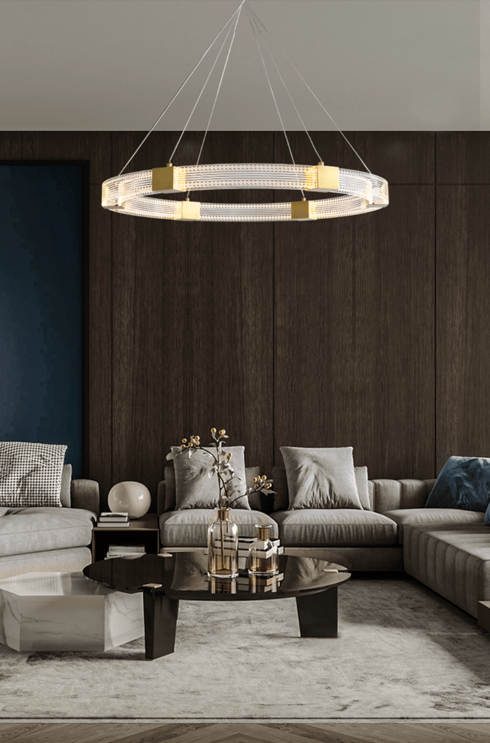 Eurdora lámpara de araña moderna minimalista anillo LED