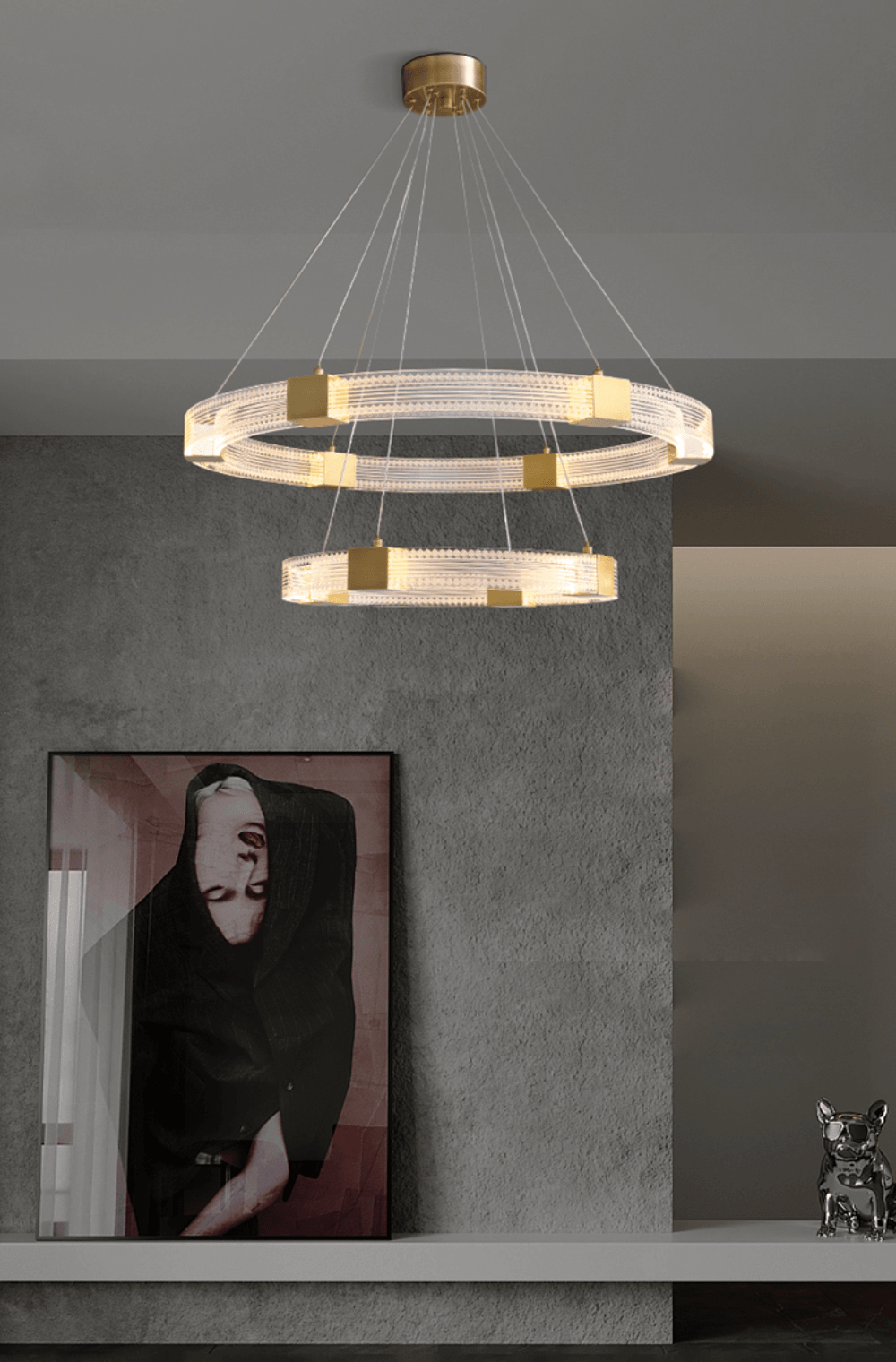 Eurdora lámpara de araña moderna minimalista anillo LED