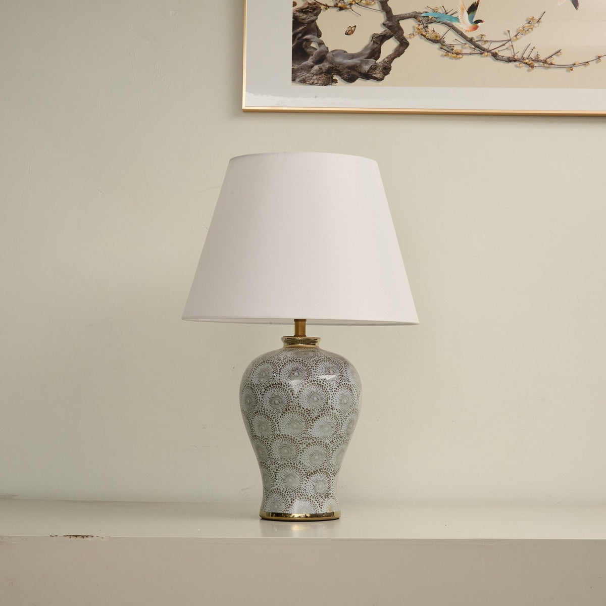 Patterned lámpara de mesa de cerámica con patrón