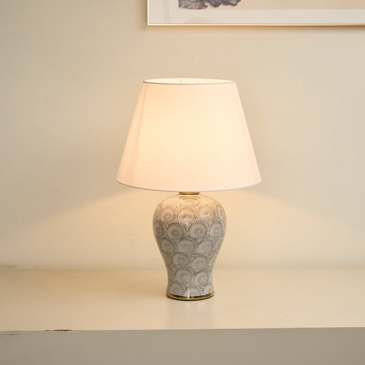 Patterned lámpara de mesa de cerámica con patrón