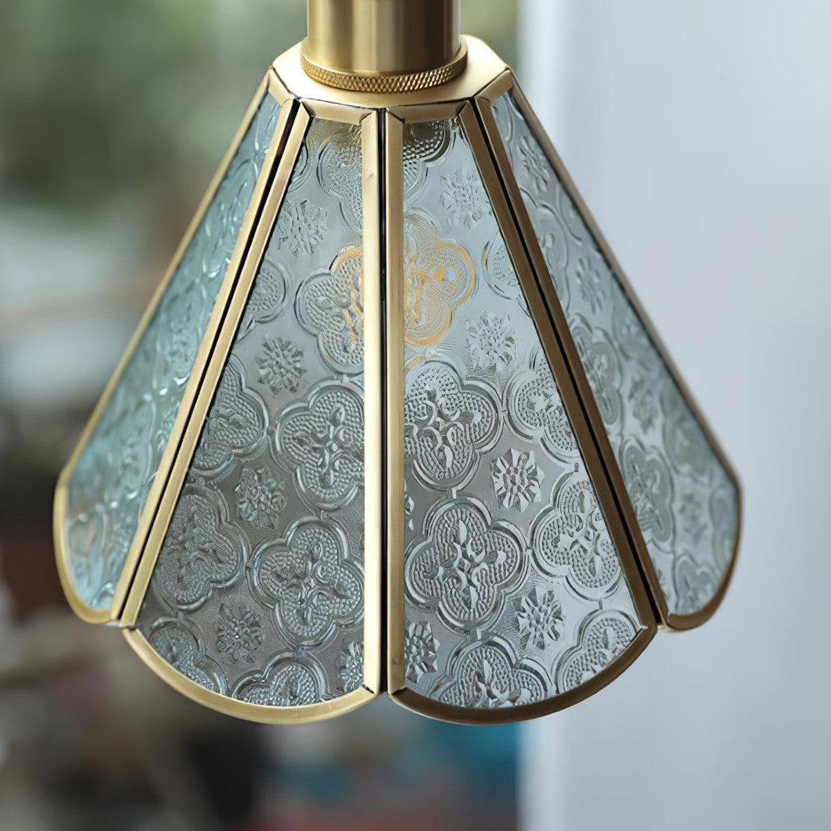 Arvane lámpara colgante elegante de latón y vidrio con patrón
