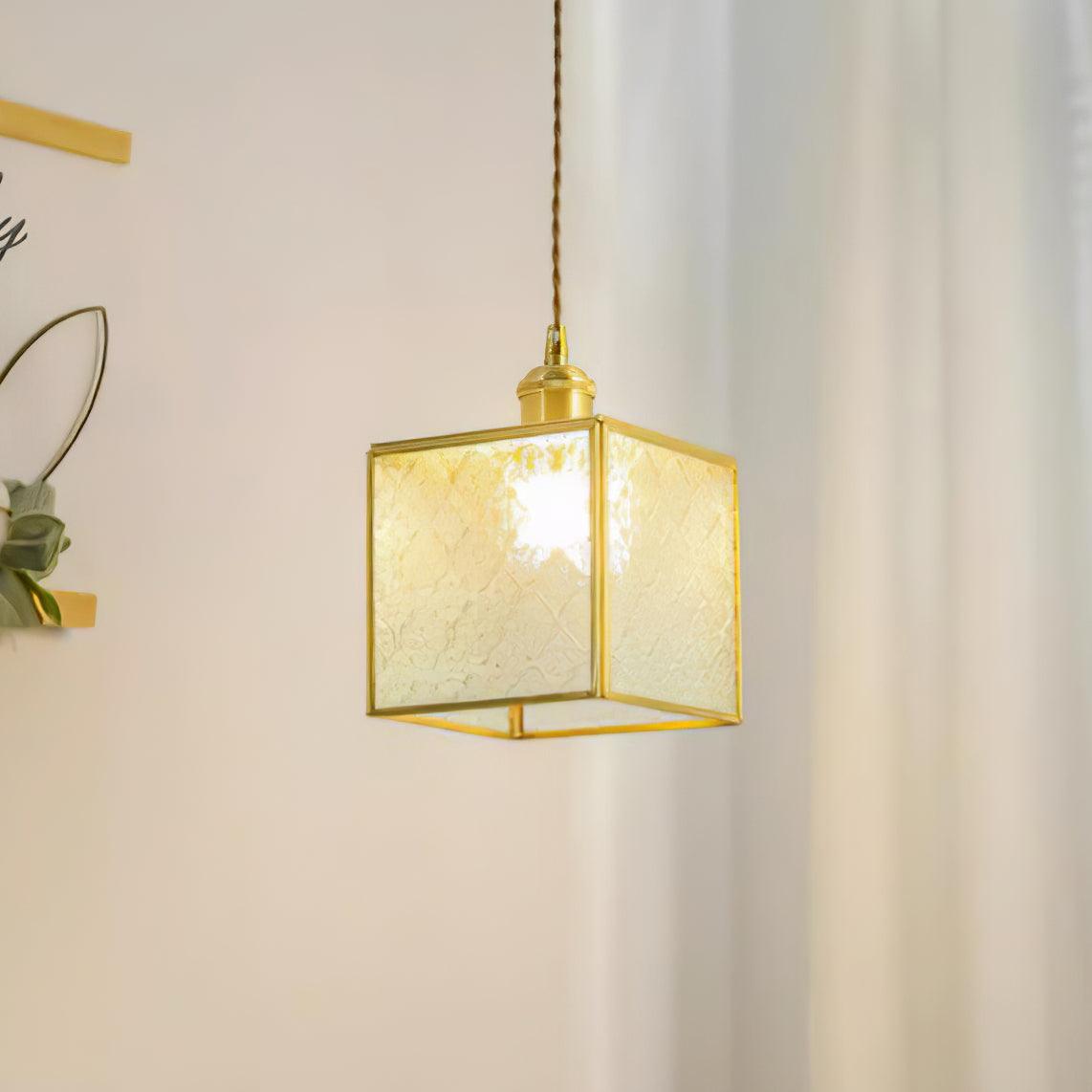 Arvane lámpara colgante elegante de latón y vidrio con patrón