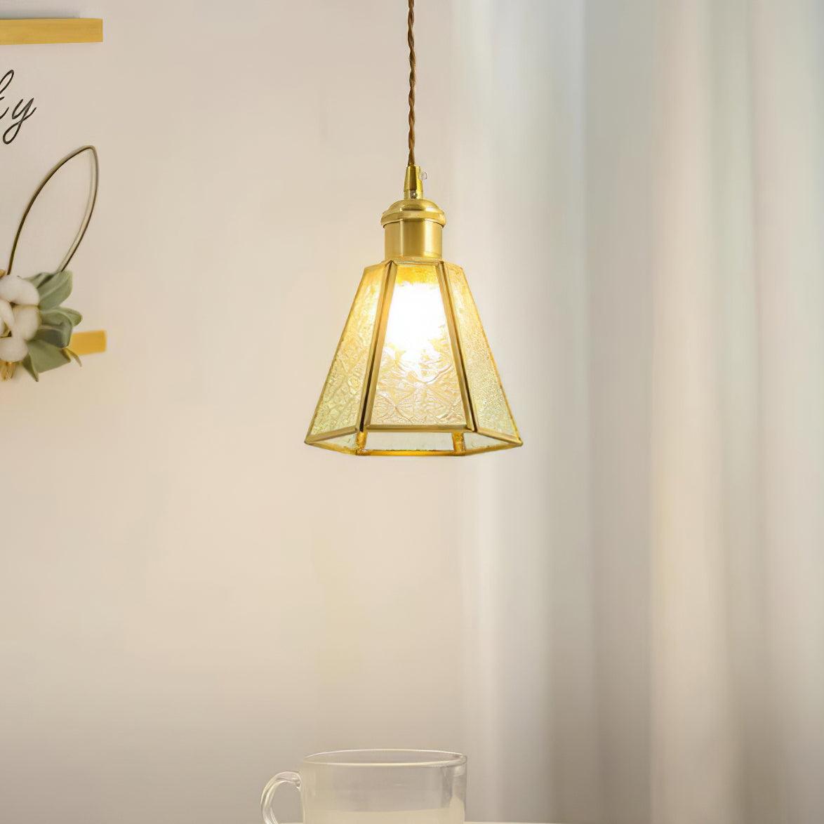 Arvane lámpara colgante elegante de latón y vidrio con patrón
