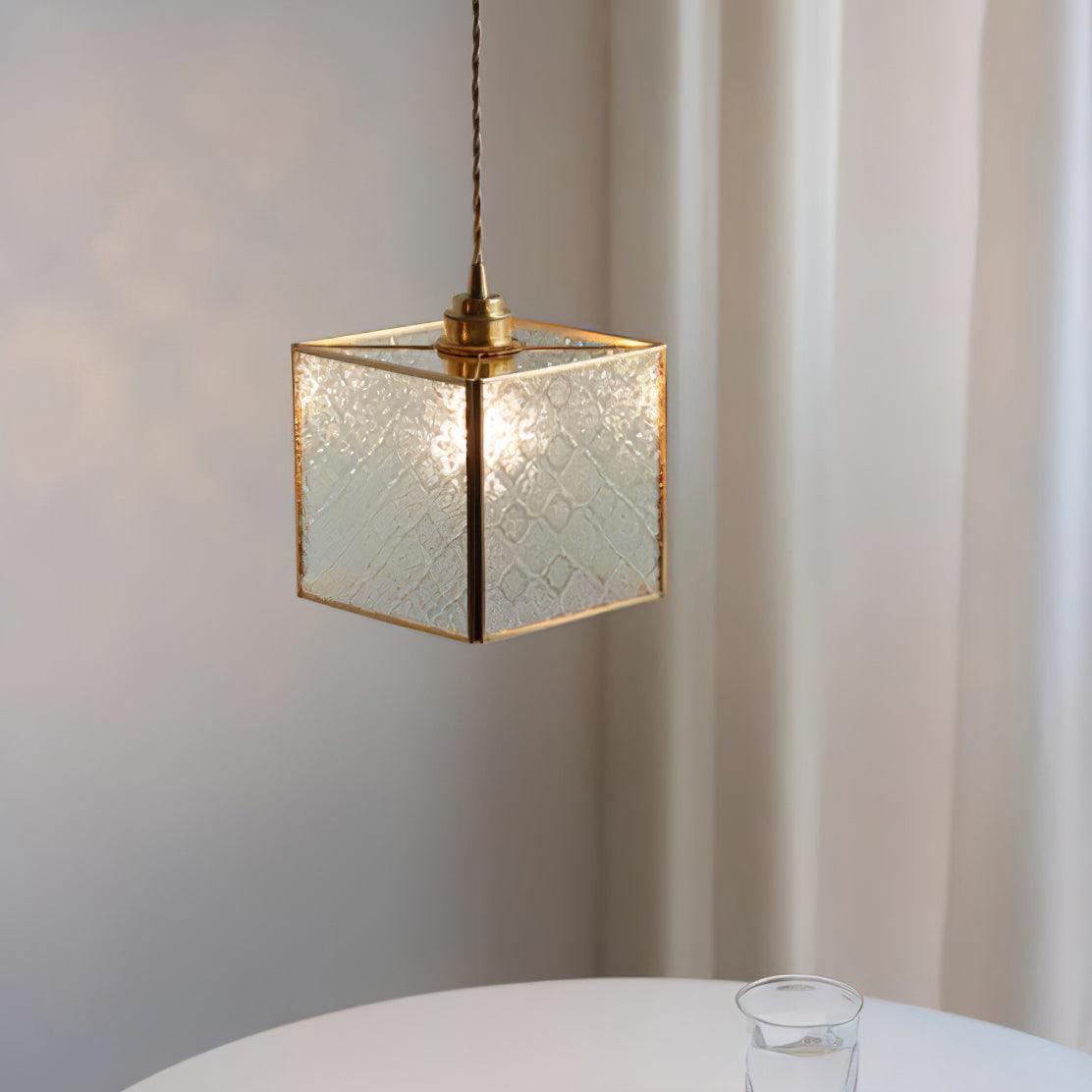 Arvane lámpara colgante elegante de latón y vidrio con patrón