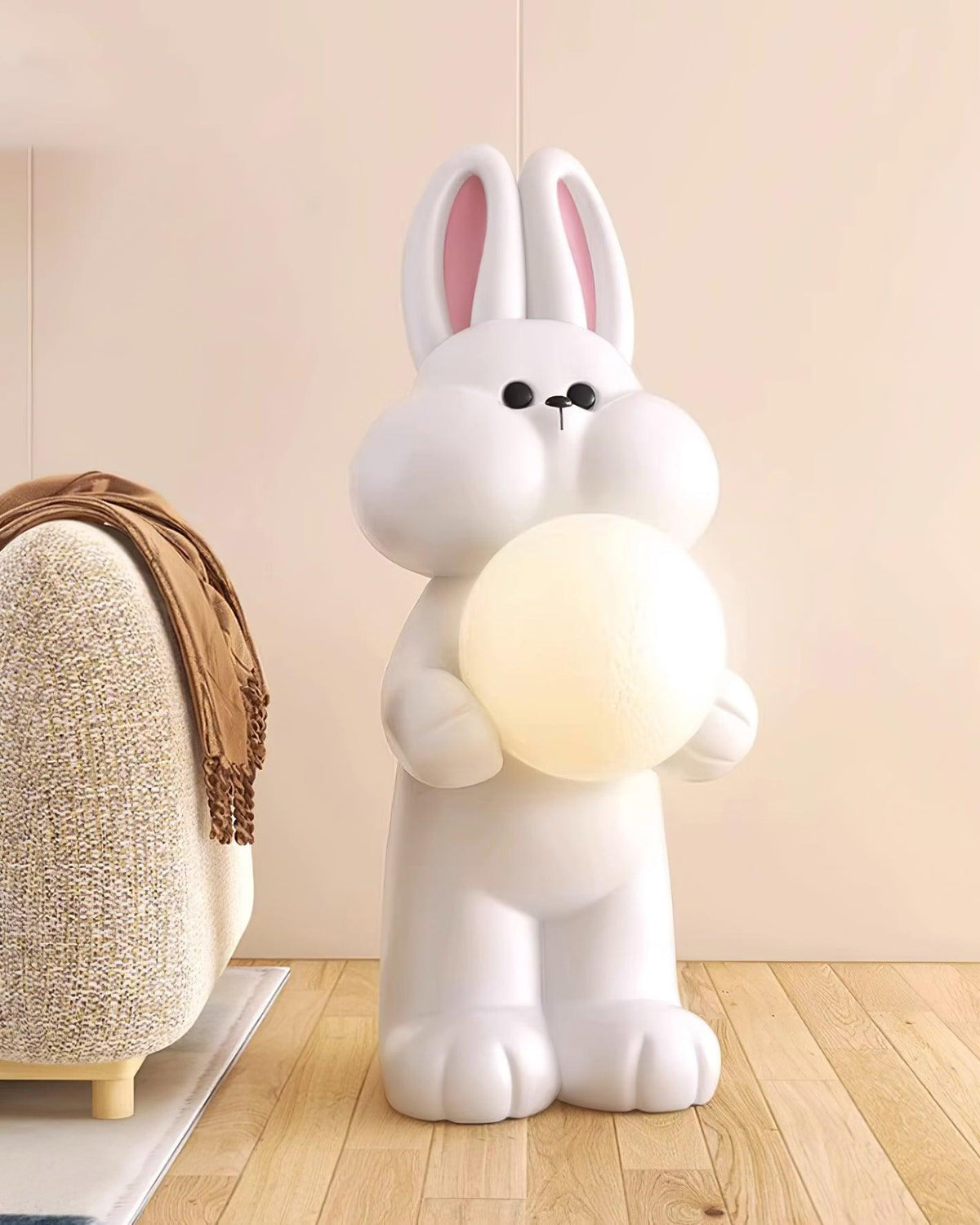 Peach lámpara de pie con forma de conejo