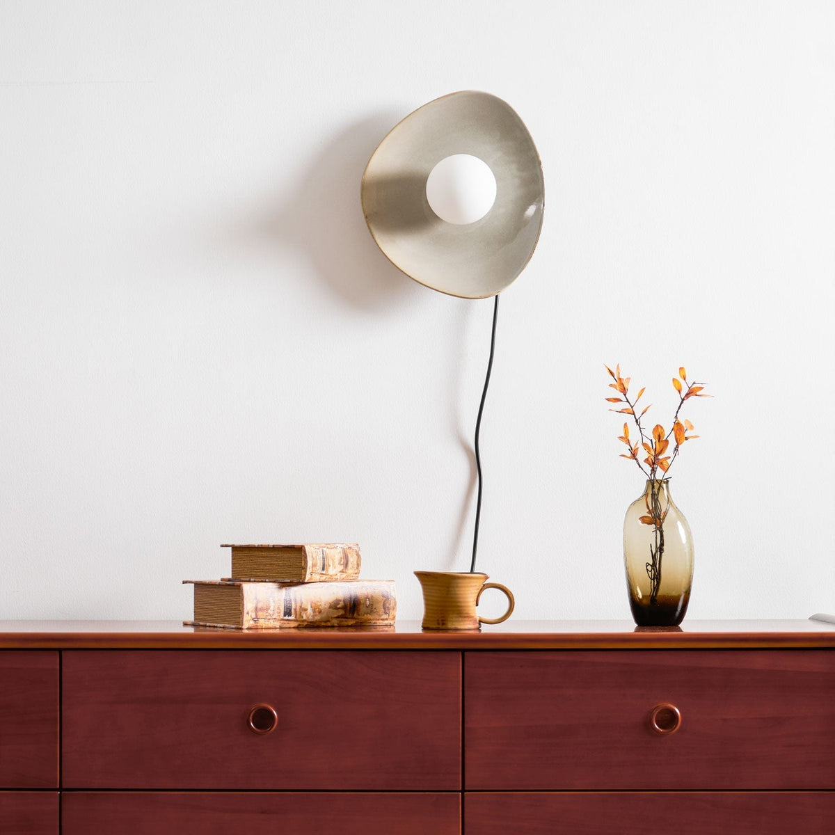 Lioruiella aplique de pared Pebble Disc cerámica vidrio enchufe enchufable