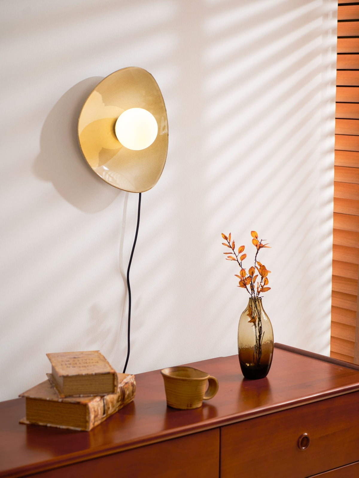 Lioruiella aplique de pared Pebble Disc cerámica vidrio enchufe enchufable