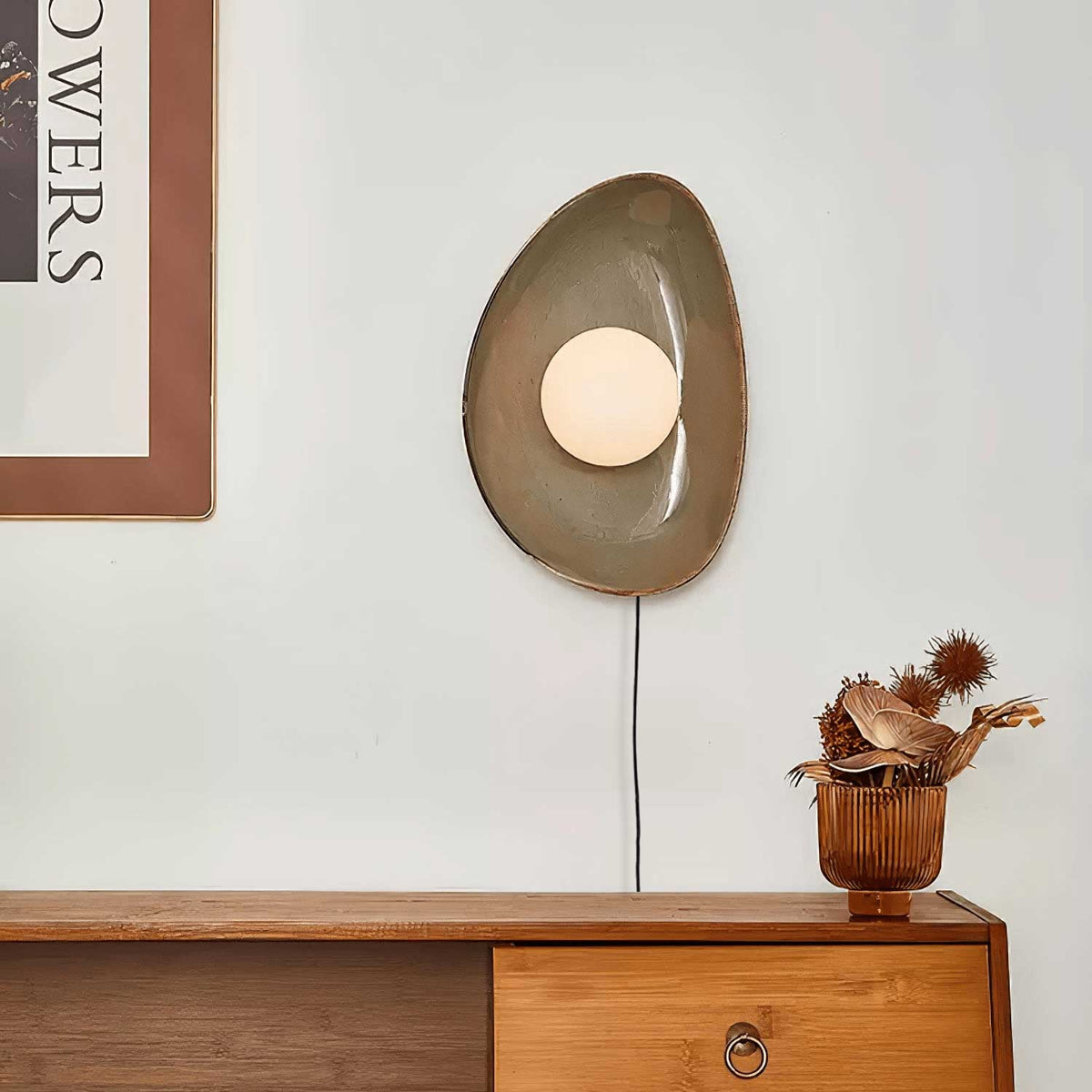 Lioruiella aplique de pared Pebble Disc cerámica vidrio enchufe enchufable