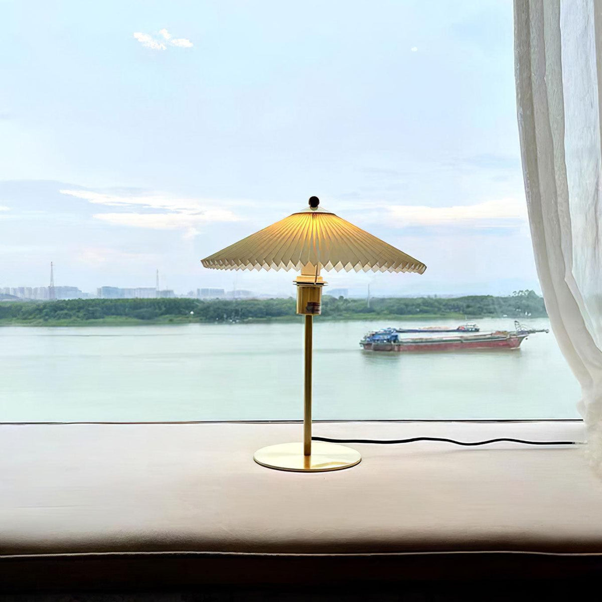 Camirir lámpara de mesa plisada tipo paraguas