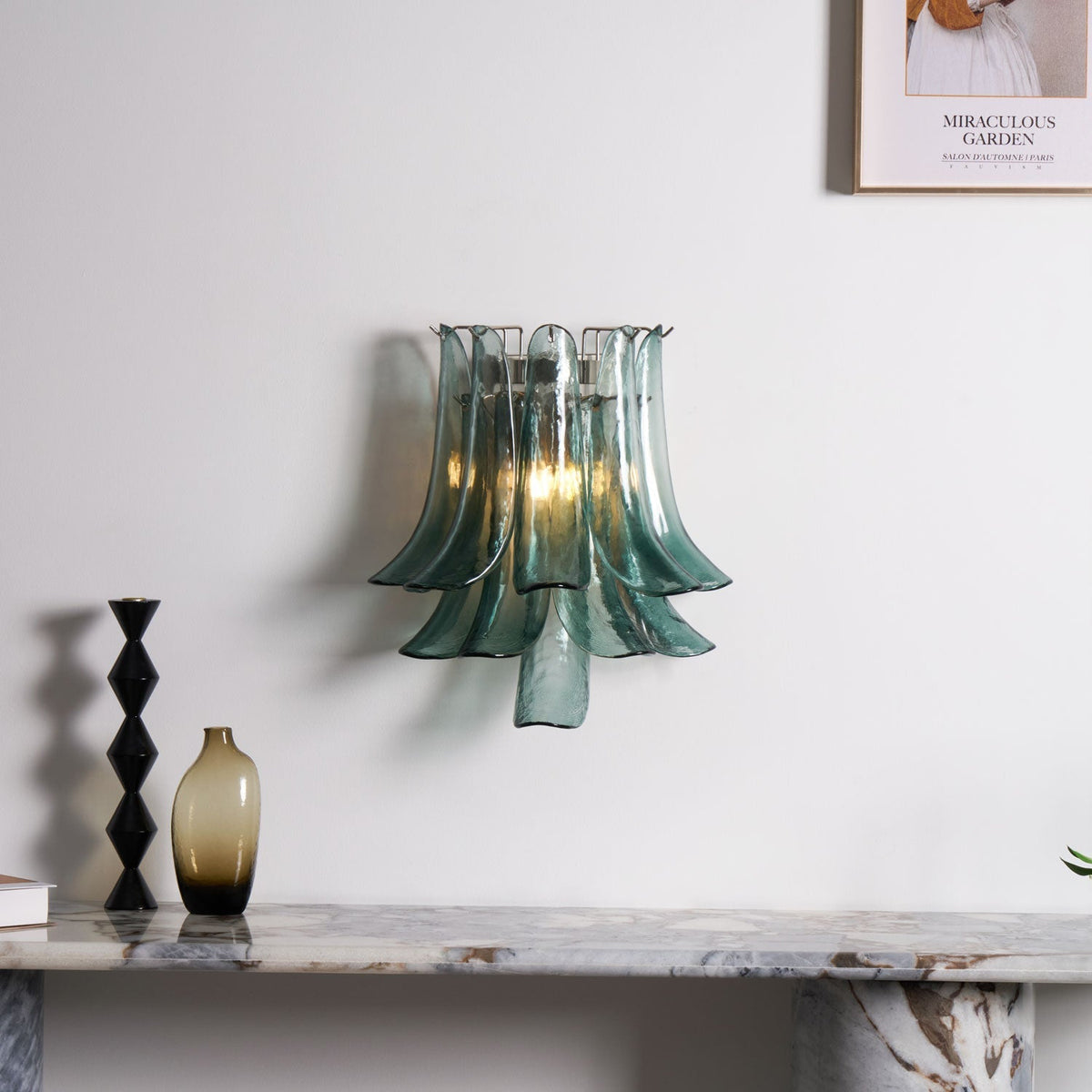 Eiraira aplique de pared con forma de pétalo de vidrio vintage artístico