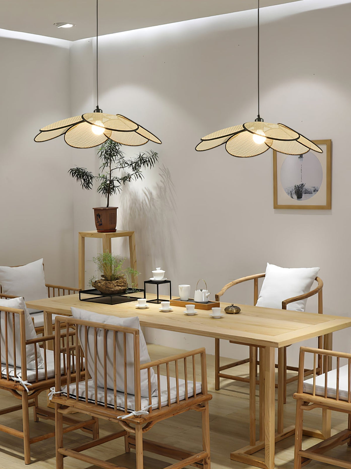 Vemarora lámpara colgante Premium elegancia Petals de ratán con tejido